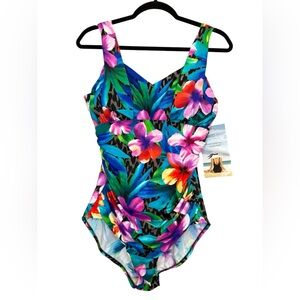 DreamShaper by Miracle Suit Floral One Piece Swimsuit - Size 14